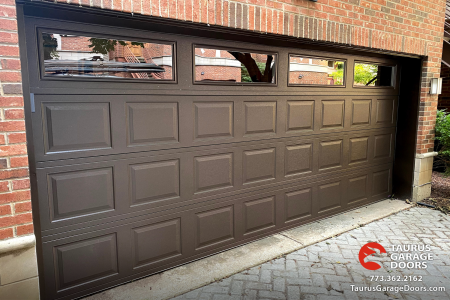 raditional-steel-garage-door-with-windows-in-brown-color