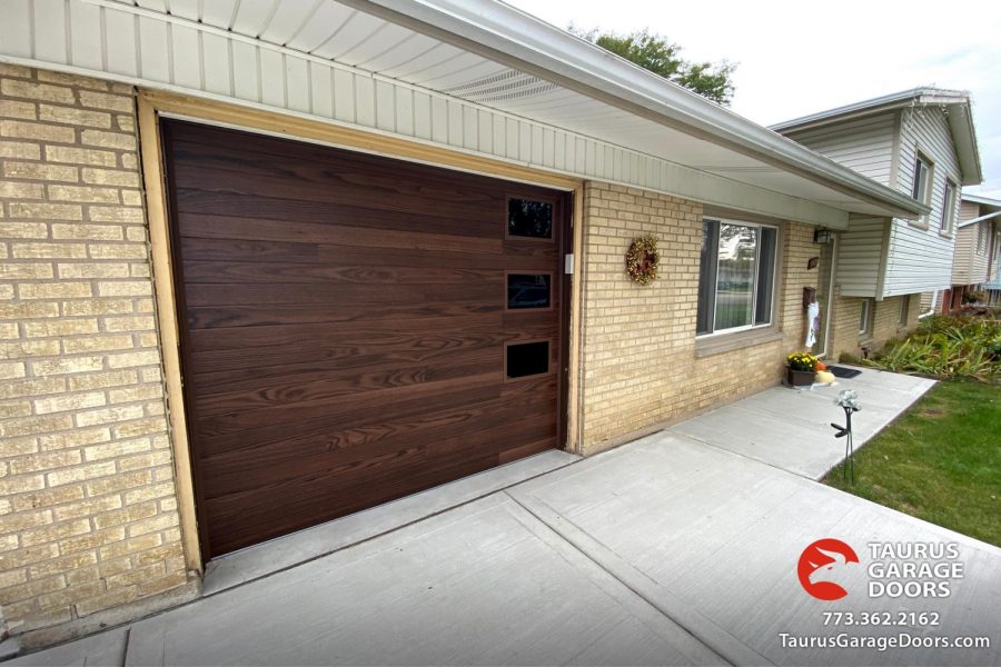 CHI Plank Garage Door In Walnut Color Garage Door